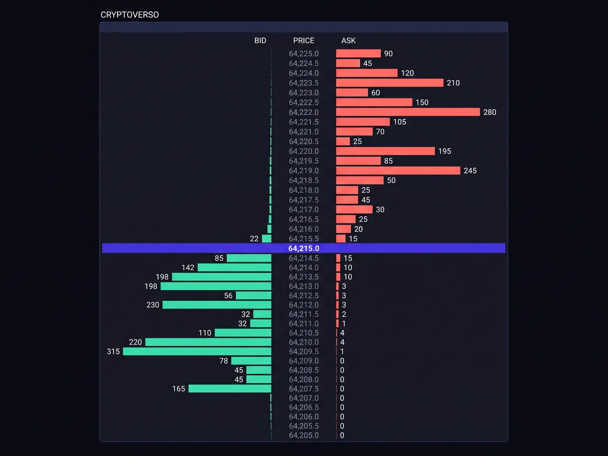 Reconstructed interface of the order book: price ladder with bid and ask quantities.